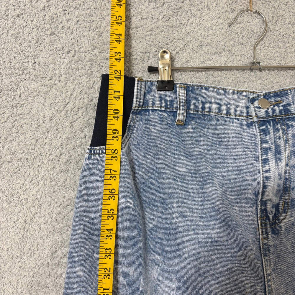 Wide Leg Comfortable Jeans Elastic Waist High Rise Acid Wash Blue Size 14 - Picture 11 of 12
